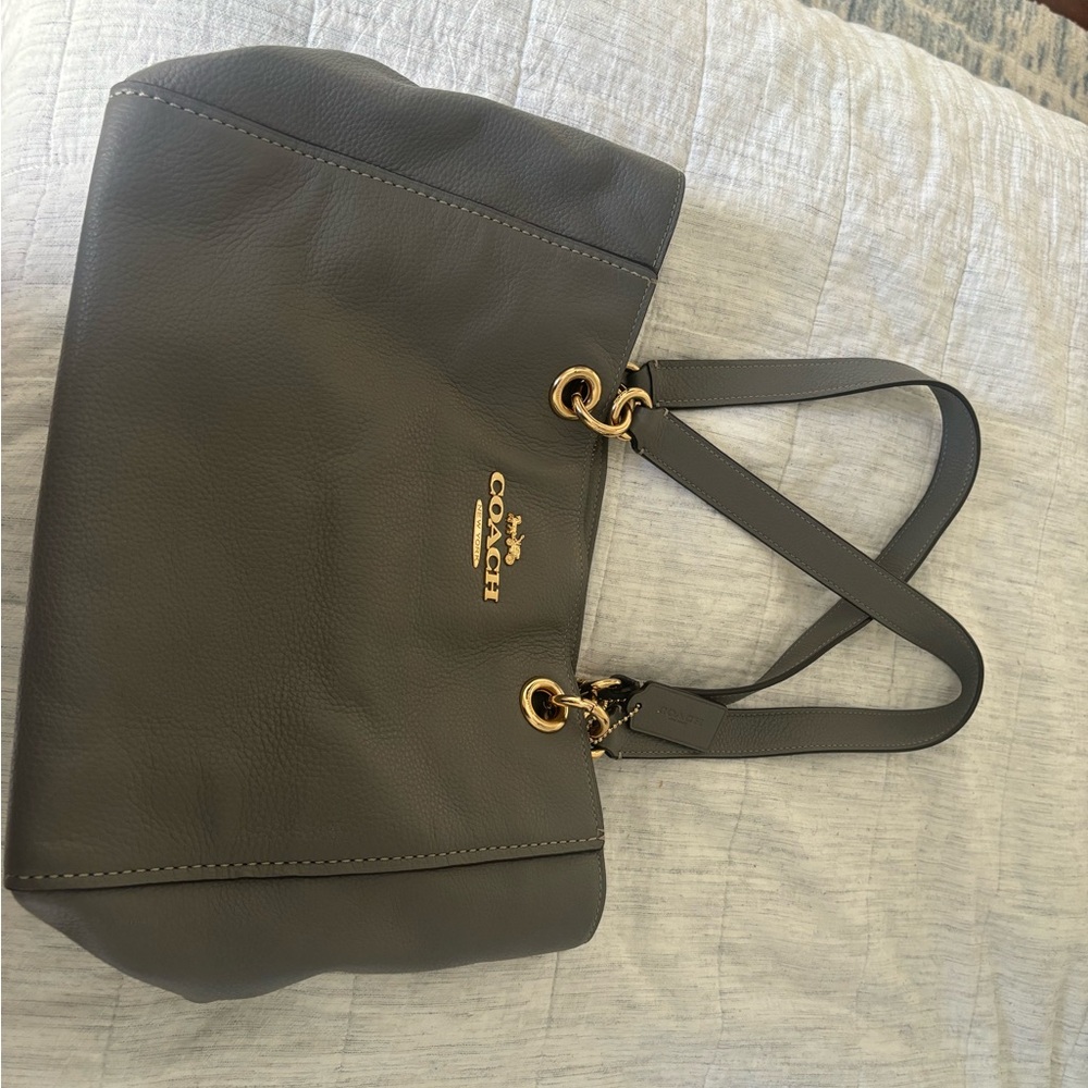 Coach Gray Leather Tote Bag